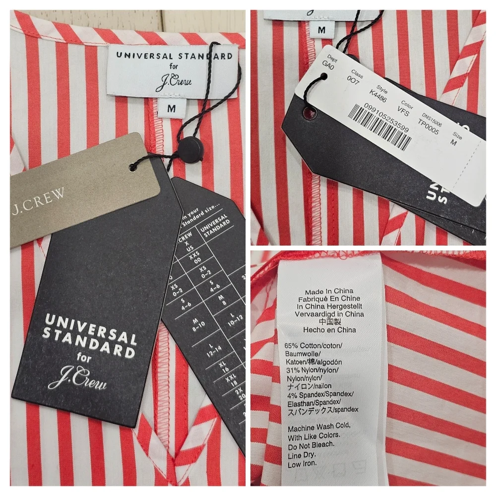 J. Crew x Universal Standart Poplin Striped Shirt Tie Cuffs